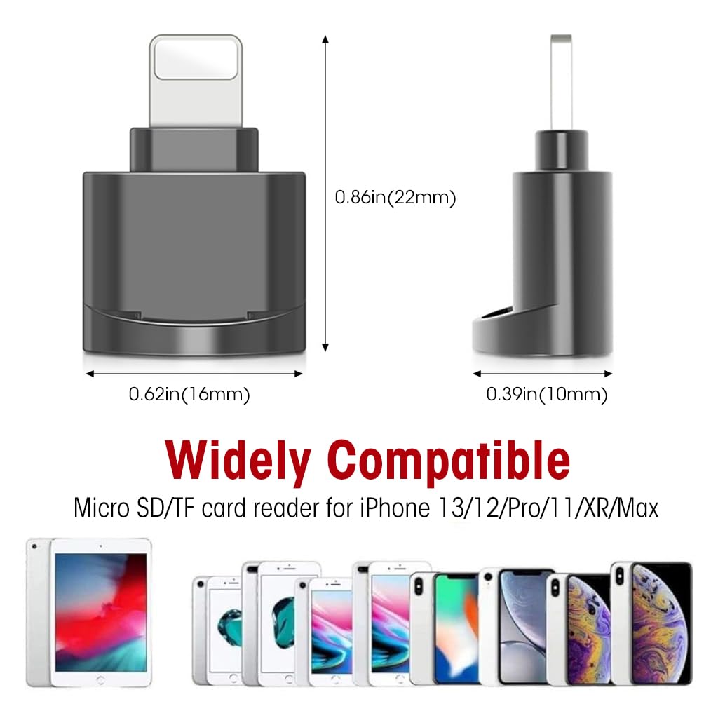 Verilux® Micro SD Card Reader for iPhone iPad, Micro SD/TF Card Reader Memory Card Reader for iPhone Plug and Play Card Reader for iPhone 13/12/Pro/11/X/XR/Max Verilux® Micro SD Card Reader for iPhone iPad, Micro SD/TF Card Reader Memory Card Reader for iPhone Plug and Play Card Reader for iPhone 13/12/Pro/11/X/XR/Max